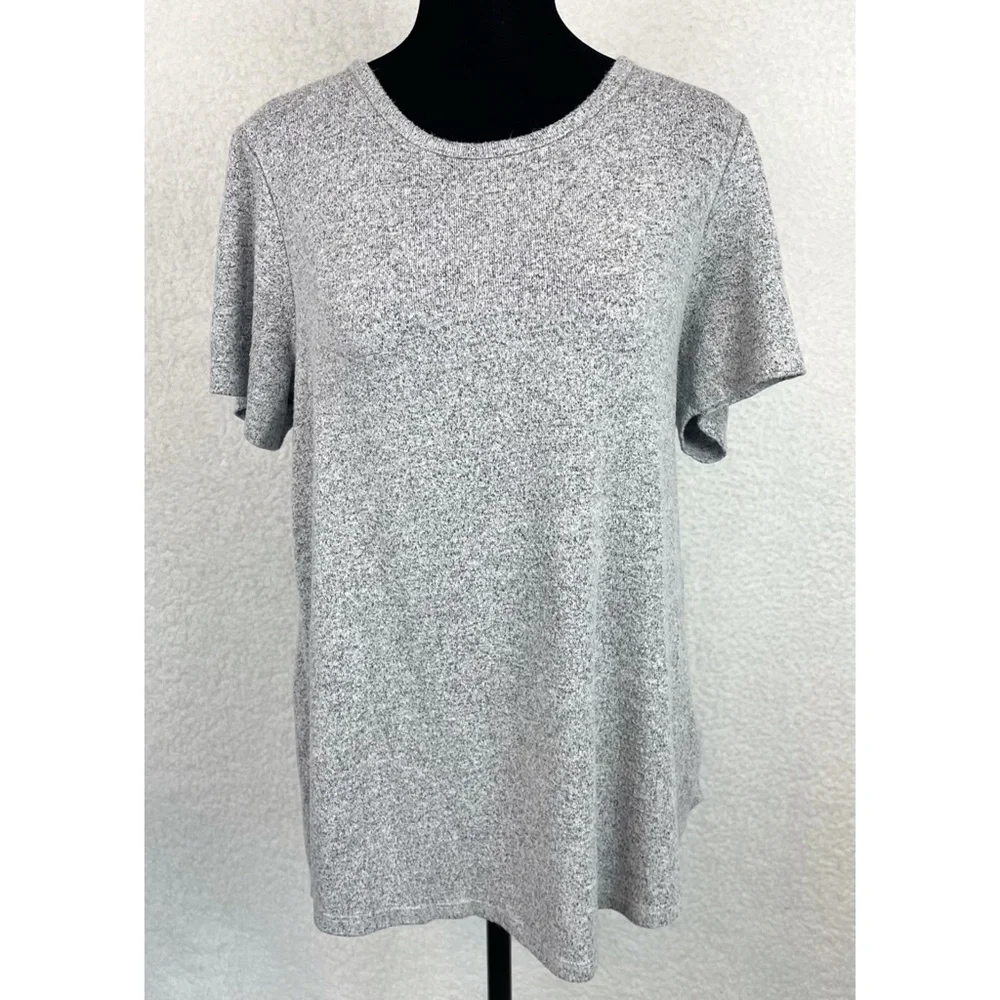 THREE DOTS • Grey Marled Casual Crewneck Short Sleeve Tee, M - Picture 8 of 12